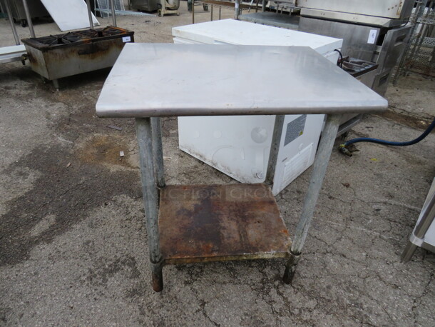 One Stainless Steel Table With under Shelf. 30X24X35