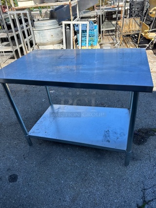 One Stainless Steel Table With Under Shelf. 48X30X35.5