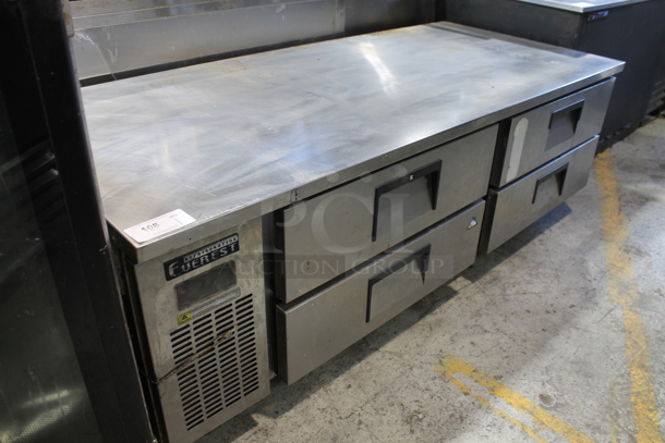 Everest Stainless Steel Commercial 4 Drawer Chef Base on Commercial Casters. Tested and Powers on But Does Not Get Cold