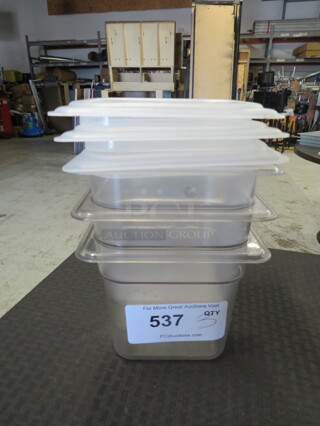 1/6 Size 6 Inch Deep Food Storage Container With Lids. 3XBID