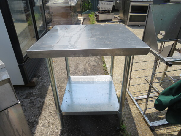 One Stainless Steel Table With Under Shelf. 30X30X35