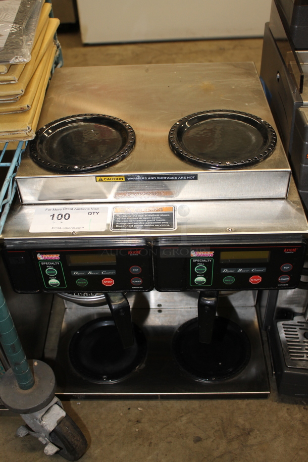 2014 Bunn AXIOM 2/2 TWIN Stainless Steel Commercial Countertop 4 Burner Coffee Machine w/ 2 Stainless Steel Brew Baskets. 120/208-240 Volts, 1 Phase. 