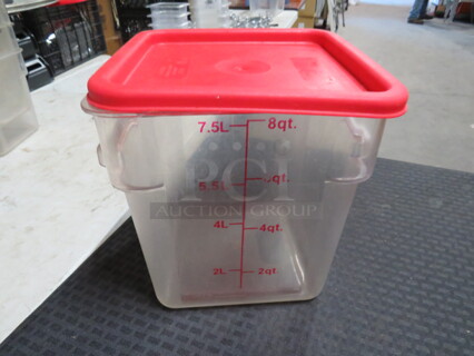 One 8 Quart Food Storage Container With Lid. 