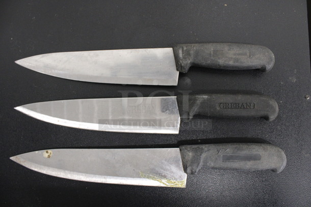 3 Sharpened Stainless Steel Chef Knives. Includes 14". 3 Times Your Bid! 
