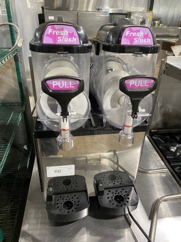 Icetro Commercial Countertop 2 Flavor Slushie/ Frozen Beverage Dispenser! Stainless Steel body! On Small Legs! Model: SSM52 115V