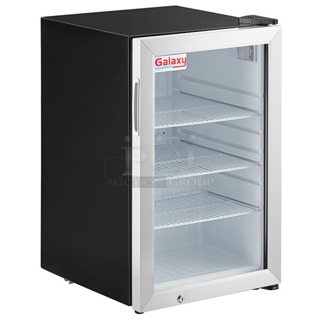 BRAND NEW SCRATCH & DENT! Galaxy CRG-3 Black Customizable Countertop Display Refrigerated Merchandiser - 2.5 cu ft. Door is broken. 