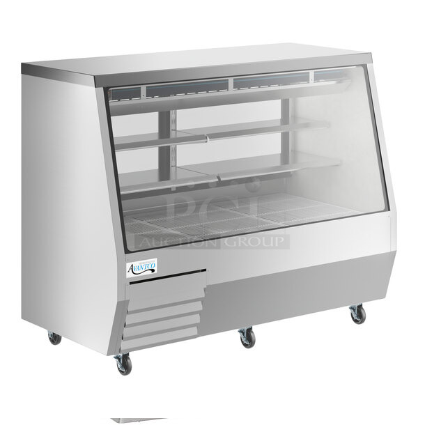 BRAND NEW SCRATCH AND DENT! 2023 Avantco 178DDLC71S Stainless Steel Commercial Floor Style Deli Display Case Merchandiser on Commercial Casters. 115 Volts, 1 Phase. Tested and Working!