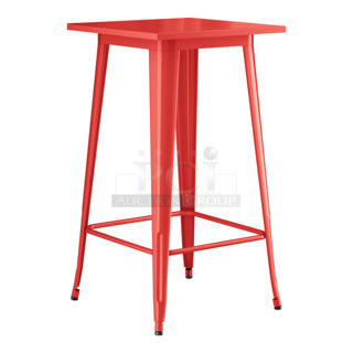 BRAND NEW SCRATCH AND DENT! Lancaster Table & Seating 164BA2424RED Alloy Series 24" x 24" Ruby Red Bar Height Outdoor Table. May Be Missing Pieces. 