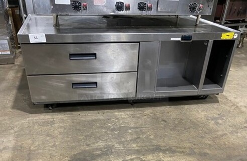 NICE! Delfield Refrigerated 2 Drawer Chef Base! With Additional Storage Space Underneath! All Stainless Steel! On Casters! 115V 1 Phase! Model: 17C52P SN: 1703150002864!