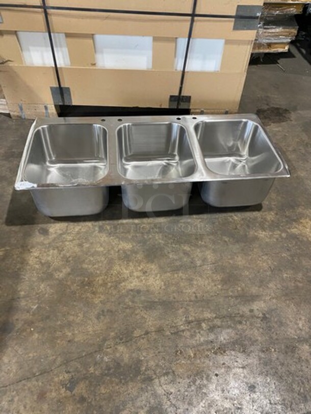 Commercial 3 Compartment Dish Washing Drop In Sink! All Stainless Steel!