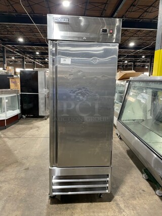 NICE! MoTak Commercial Stainless Steel Single Door Reach In Freezer! With Poly Coated Racks! On Casters! 115V! Model: MSD-1DF-BAL-X SN: 6015171221101316!