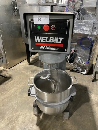 NICE! Welbilt Varimixer Commercial Floor Style 40 Qt Planetary Mixer! With Dough Hook Attachment! With Stainless Steel Mixing Bowl! 208V 3 Phase! Model: W40 SN: 691303002EA!