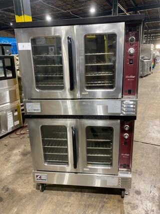 NICE! SouthBend Commercial Natural Gas Powered Double Stacked Convection Oven! Stainless Steel! With Metal Oven Racks! On Casters! 2X Your Bid, Makes One Unit! 