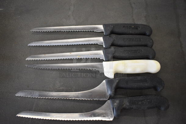 6 Sharpened Stainless Steel Serrated Knives. Includes 12.5". 6 Times Your Bid!