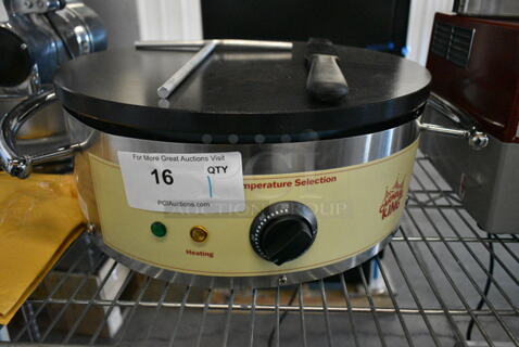 BRAND NEW SCRATCH AND DENT! 2024 Carnival King 382TCMPT16A Stainless Steel 16" Round Portable Non-Stick Crepe Maker. 120 Volts, 1 Phase. Tested and Working!