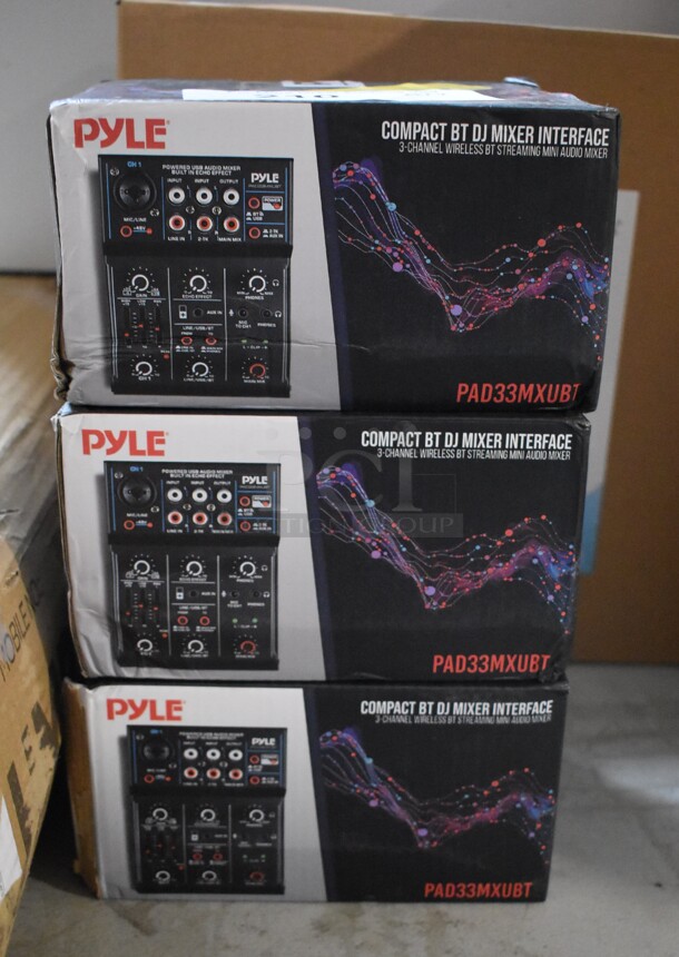3 IN ORIGINAL BOX! Pyle PAD33MXUBT Compact BT DJ Mixer Interface. 3 Times Your Bid!