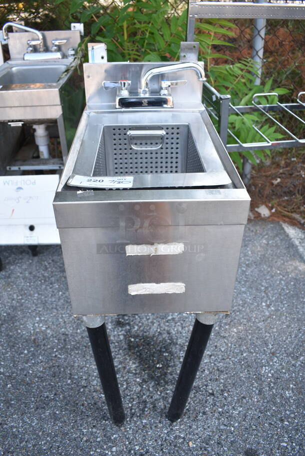 Stainless Steel Single Bay Sink w/ Faucet and Handles. 