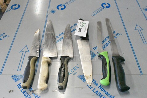 ALL ONE MONEY! Lot of 8 Various Utensils Including Knife and Sharpening Rod. 