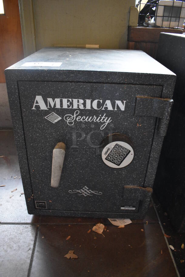 American Security Gray Metal Single Compartment Safe. Does Not Come w/ Combination. 17x20x21. BUYER MUST REMOVE. (Susquehanna Ale House)