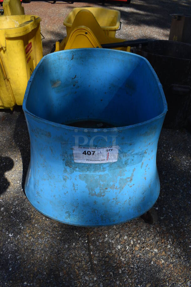 Blue Poly Mop Bucket on Commercial Casters. 18x22x17