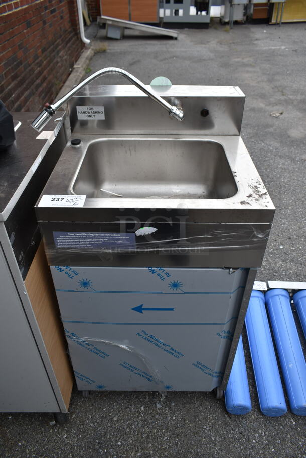 Easy Hardware Hybrid 684 Stainless Steel Commercial Single Bay Portable Sink on Commercial Casters.