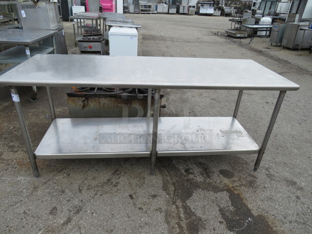 One Stainless Steel Table With Stainless Steel Under Shelf. 84X30X35