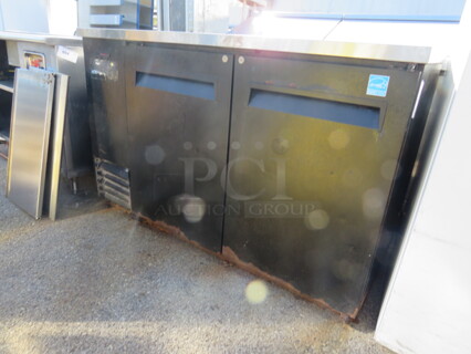 One Turbo Air 2 Door Back Bar Cooler With 2 Racks. Model# TBB-2SB. 115 Volt. 59X27X38