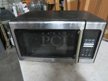 One Emerson Microwave. Model# MW9338SB. 120 Volt. 19X14X11