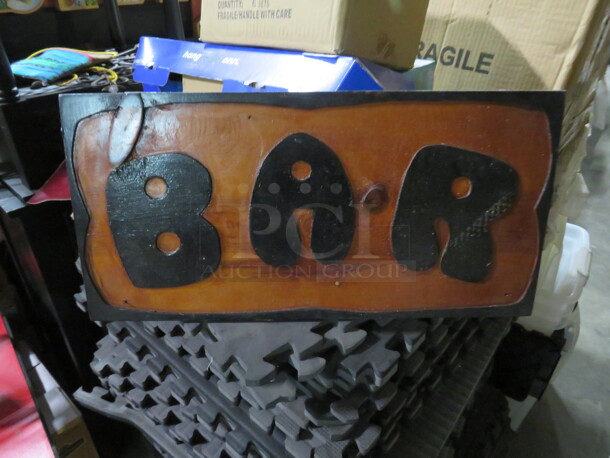 One Wooden Bar Sign. 19X9