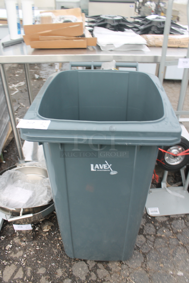 BRAND NEW SCRATCH AND DENT! Lavex 475TCWCN50GY 50 Gallon Gray Rollout Rectangular Trash Can