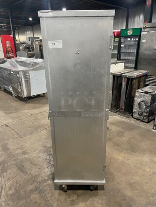 All Stainless Steel! 40 Pan End Load Enclosed Bun/Sheet Pan Rack! On Commercial Casters!