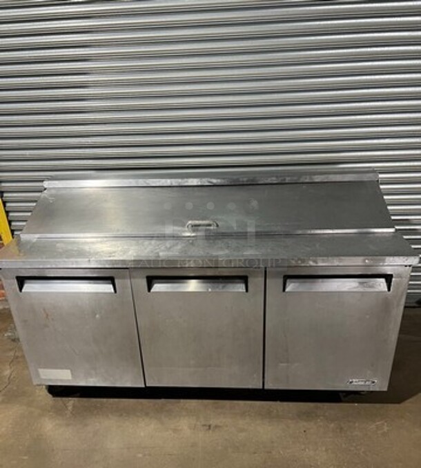 Turbo Air Commercial Refrigerated Sandwich Prep Table! With 3 Door Storage Space Underneath! All Stainless Steel! On Casters! Model: TST72SD 115V