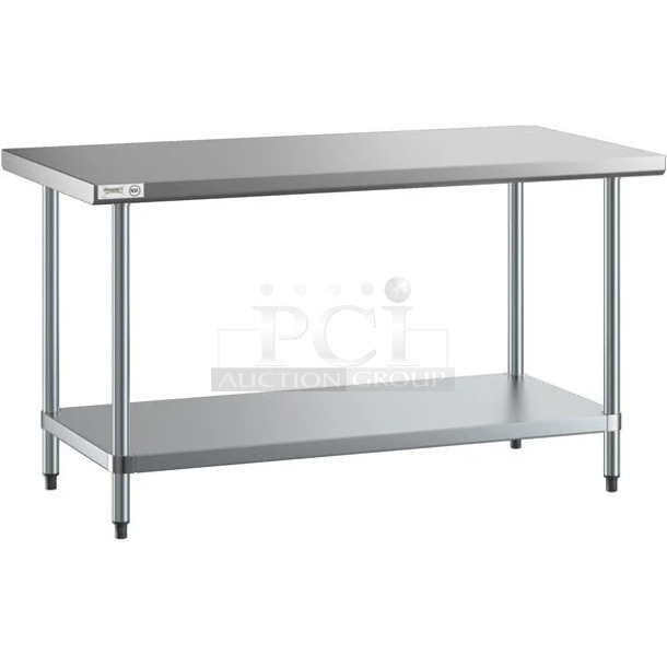 BRAND NEW SCRATCH AND DENT! Regency 600T3060G 30" x 60" 18-Gauge 304 Stainless Steel Commercial Work Table with Galvanized Legs and Undershelf