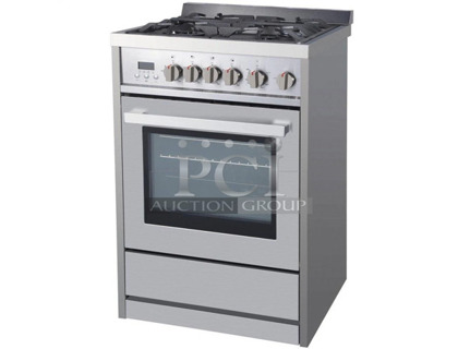 BRAND NEW SCRATCH AND DENT! 2023 Galanz GL1FR24ASSAGN Stainless Steel Natural Gas Powered 4 Burner Range w/ Oven.