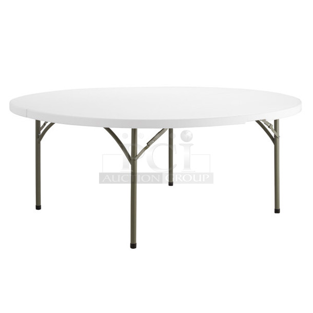 BRAND NEW SCRATCH AND DENT! Lancaster Table & Seating 384YCZ72RND 72" Round Heavy-Duty Granite White Plastic Folding Table. May Be Missing Pieces. 