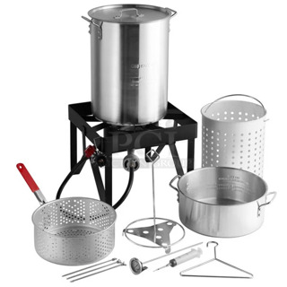 BRAND NEW SCRATCH AND DENT! Backyard Pro BP30-ALKIT 30 Qt. Deluxe Aluminum Turkey Fryer / Seafood Boiler Kit - 55,000 BTU