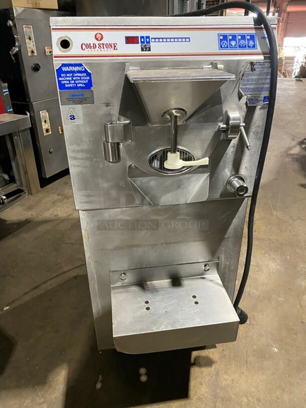 Carpigiani Stainless Steel Commercial Floor Style Batch Freezer on Commercial Casters! Working When Removed! Model LB502 SN: IC23625 208V 3PH - Item #1118523