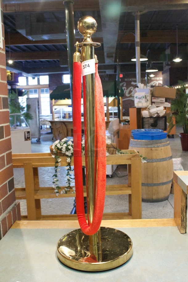 VEVOR 38 Inch Gold Stanchion Posts - Stainless Steel - With 5ft Red Velvet Rope, 12x Your Bid