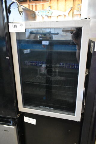 Frigidaire EFMIS9000 Metal Mini Cooler Merchandiser. See Pictures For Broken Glass Door Pane. 115 Volts, 1 Phase. Tested and Powers On But Does Not Get Cold