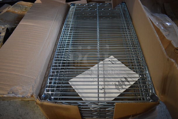 ALL ONE MONEY! Lot of 4 BRAND NEW IN BOX! Focus Chrome Finish Metro Style Shelves! 18x36x1.5