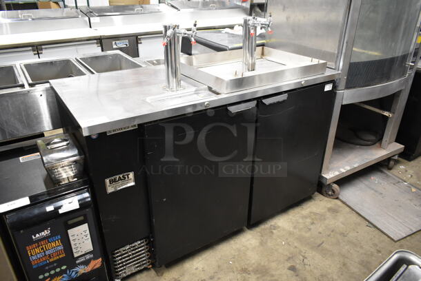 Beverage Air DD58-1-B-022 Stainless Steel Commercial Direct Draw Kegerator w/ 2 Double Tap Beer Towers and 4 Couplers. 115 Volts, 1 Phase. Tested and Working!