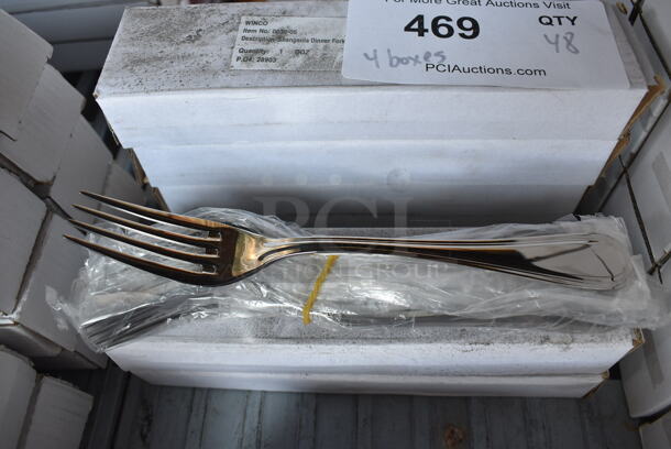 48 BRAND NEW IN BOX! Winco 0030-05 Stainless Steel Shangarila Dinner Forks. 7.25". 48 Times Your Bid!