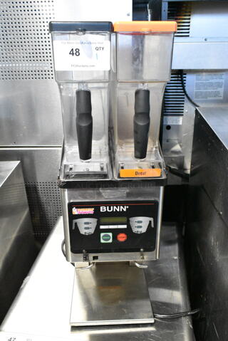 Bunn MHG Stainless Steel Commercial Countertop Coffee Bean Grinder w/ 2 Hoppers. 120 Volts, 1 Phase. 