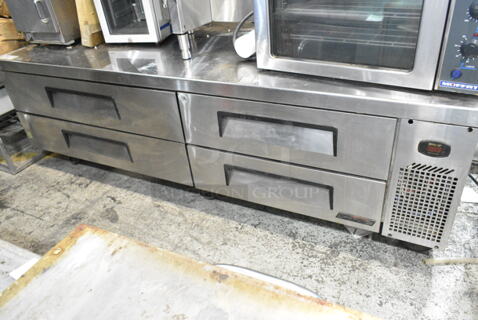 Turbo Air TCBE-82SDR Stainless Steel Commercial 4 Drawer Chef Base on Commercial Casters. 115 Volts, 1 Phase. 