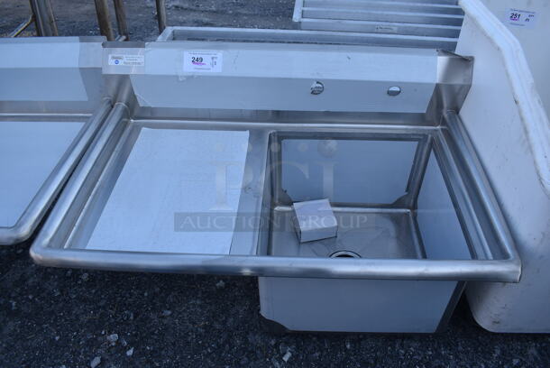 BRAND NEW SCRATCH AND DENT! Steelton 522CS1181818RT Stainless Steel Commercial Single Bay Sink w/ Left Side Drain Board. No Legs. 39x24x23. Bay 18x18x12. Drain Board 16x20x1