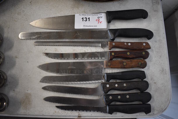 9 Various Stainless Steel Knives. Includes 15.5". 9 Times Your Bid!