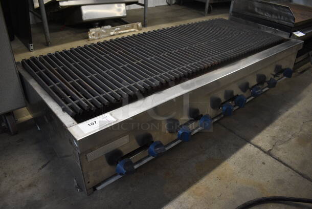 Blue Flame Stainless Steel Commercial Countertop Natural Gas Powered Charbroiler Grill. 60x30x15