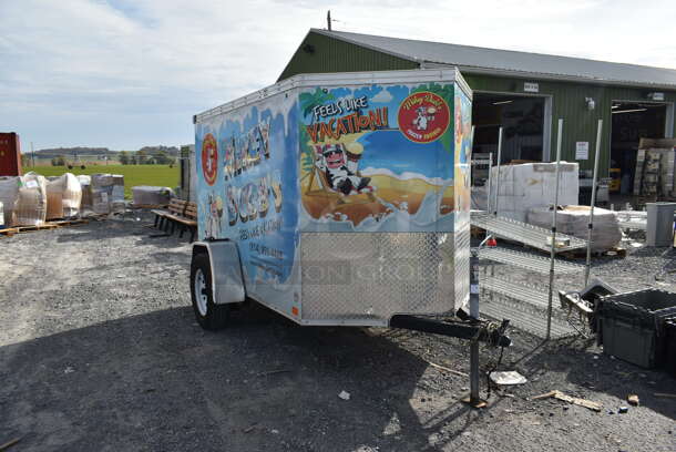 11.5' ROADWORTHY Metal Enclosed Trailer w/ Ramp. Opening Is 51.5" Wide and 55" High. Title In Hand.