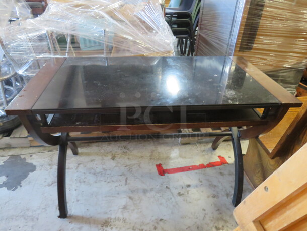 One Wooden/Glass Desk With Pullout. 48X24X30