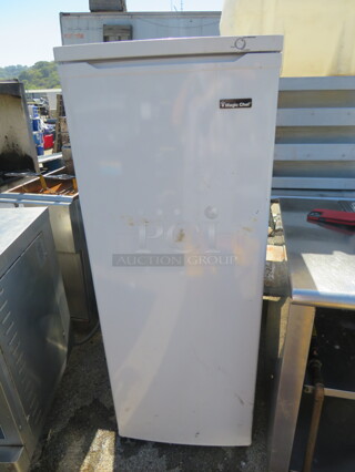 One Magic Chef 1 Door Freezer With ^ Racks. Model# HMUF6WE. 21.5X22X56